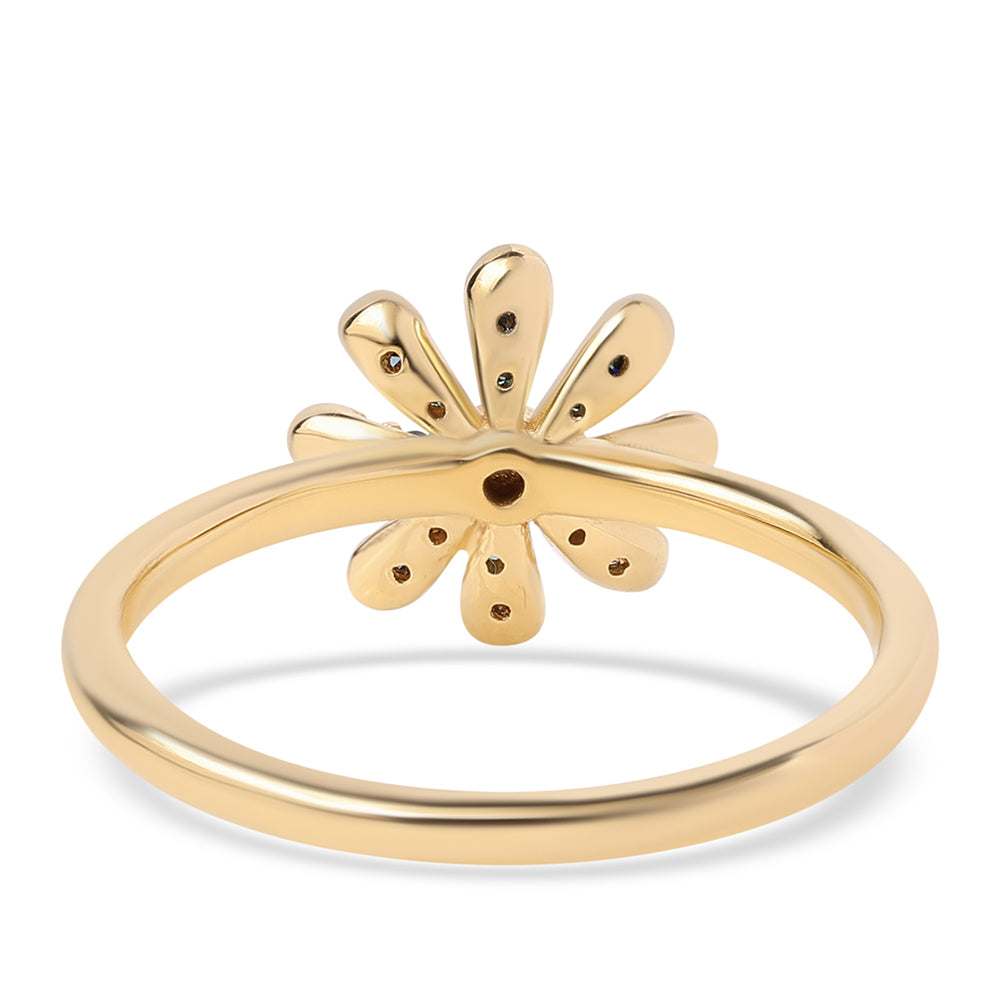 Pozlátený Strieborný Prsteň s Modrým Diamantom 2 