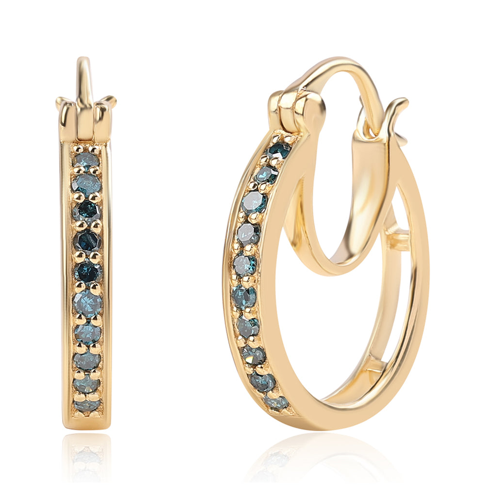 Pozlátené Strieborné Náušnice s Modrým Diamantom