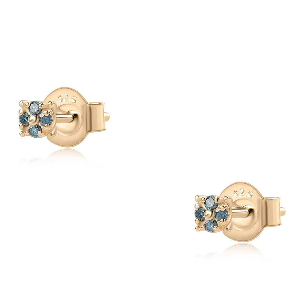 Pozlátené Strieborné Náušnice s Modrým Diamantom 1 