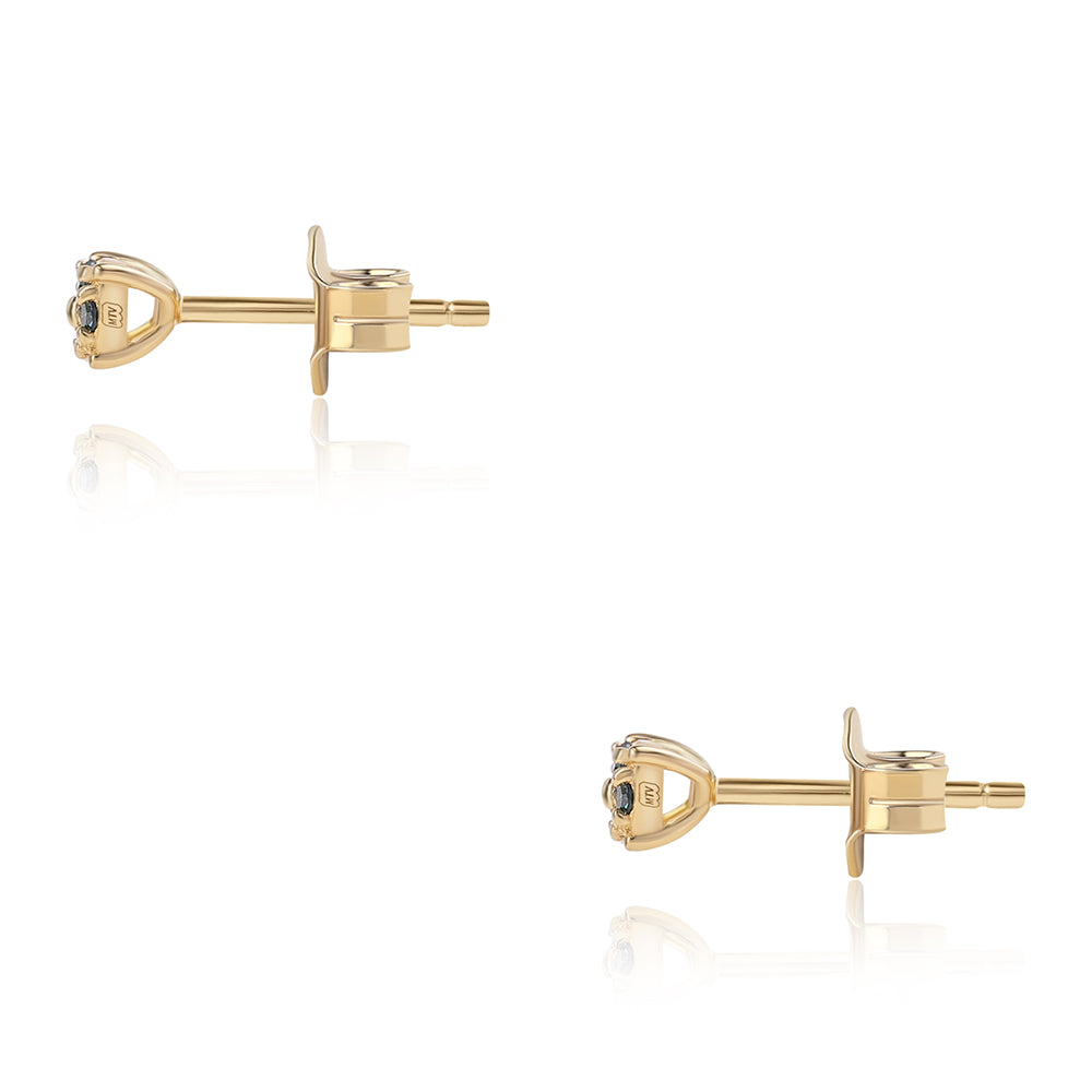 Pozlátené Strieborné Náušnice s Modrým Diamantom