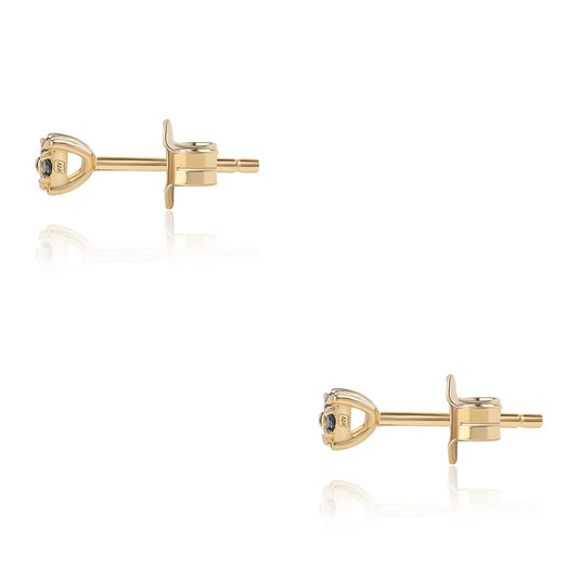 Pozlátené Strieborné Náušnice s Modrým Diamantom