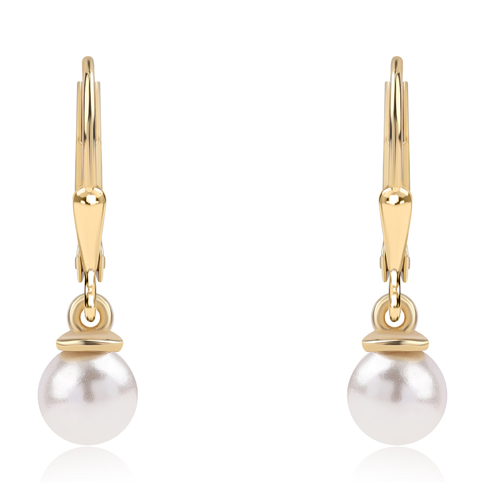 Pozlátené Strieborné Náušnice s Bielou Sladkovodnou Perlou