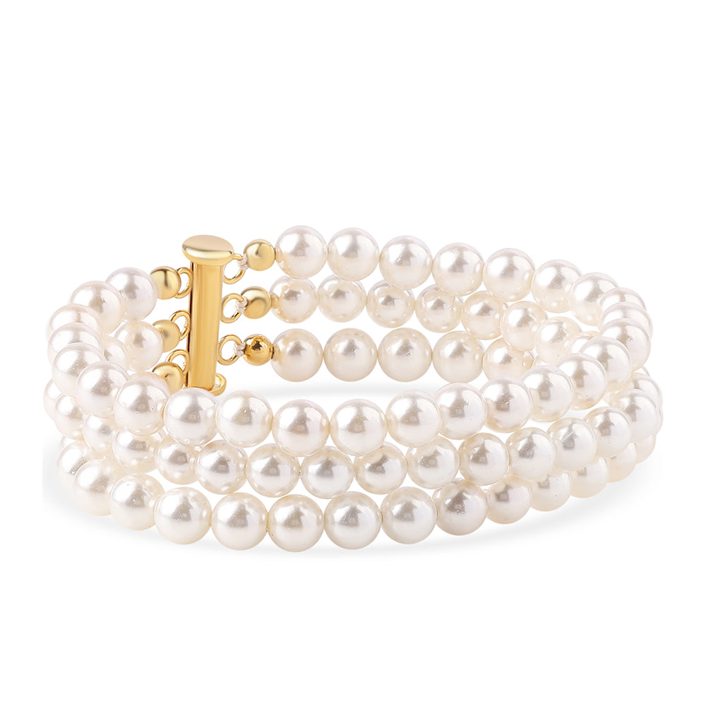 Pozlátený Strieborný Náramok s Bielou Sladkovodnou Perlou 1 