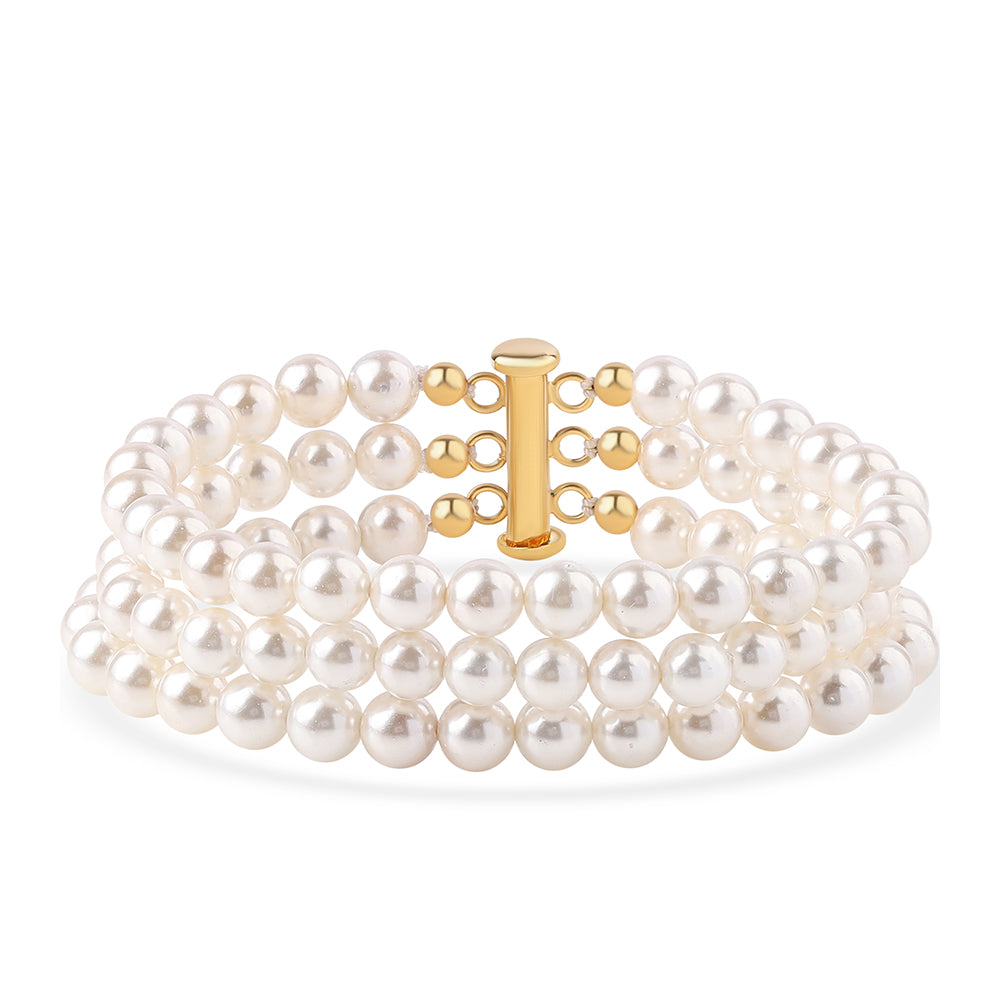 Pozlátený Strieborný Náramok s Bielou Sladkovodnou Perlou