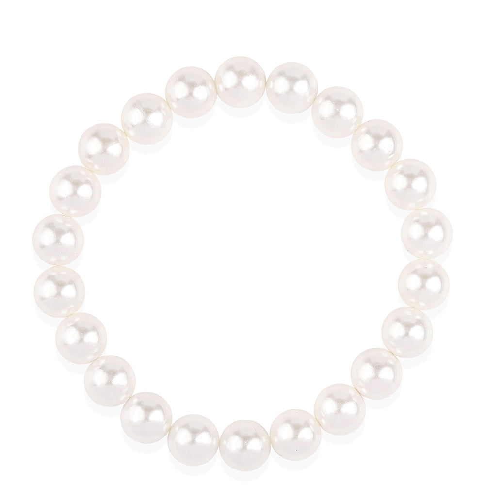 Pozlátené Strieborné Sada s Bielou Sladkovodnou Perlou ( Náhrdelník+Náušnice+Náramok )