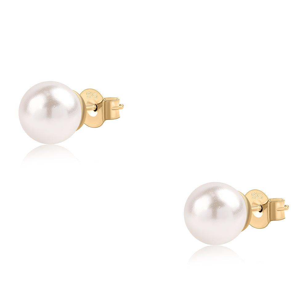 Pozlátené Strieborné Sada s Bielou Sladkovodnou Perlou ( Náhrdelník+Náušnice+Náramok ) 4 