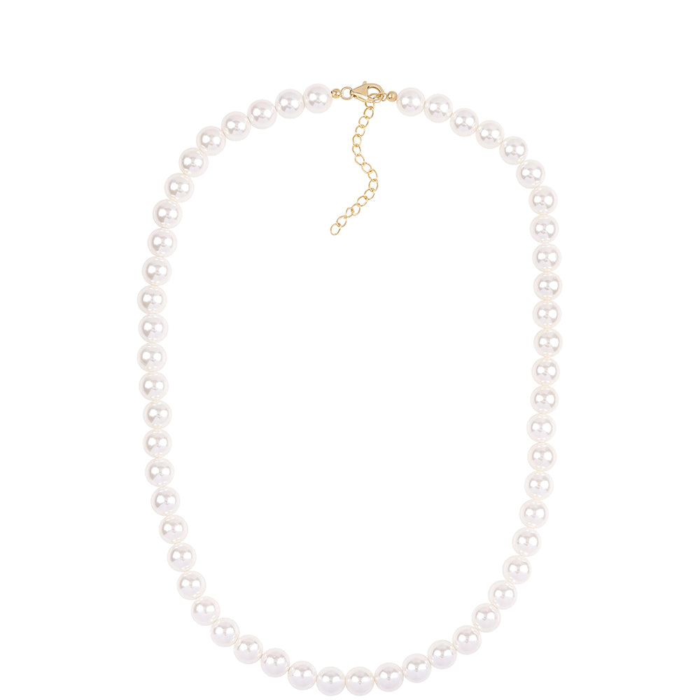 Pozlátené Strieborné Sada s Bielou Sladkovodnou Perlou ( Náhrdelník+Náušnice+Náramok ) 7 