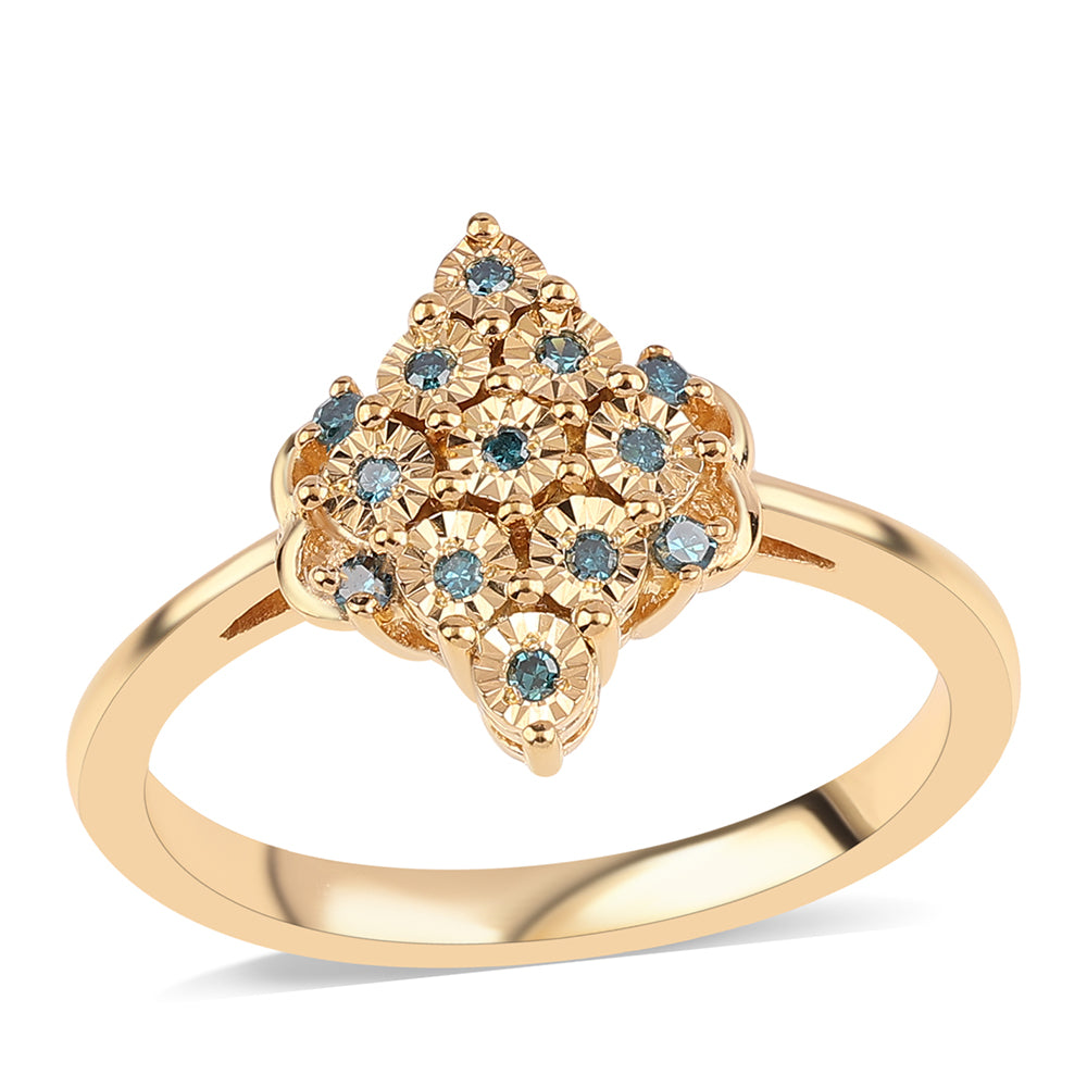 Pozlátený Strieborný Prsteň s Modrým Diamantom 1 