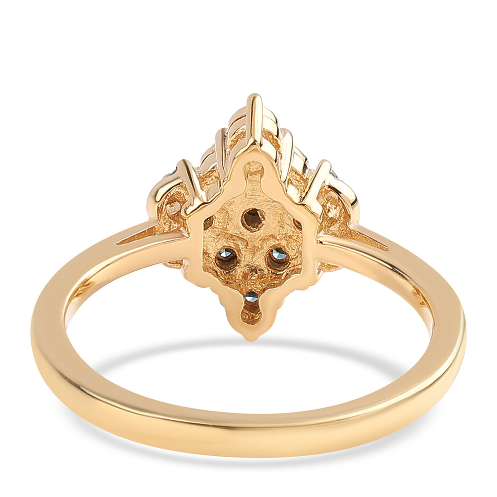 Pozlátený Strieborný Prsteň s Modrým Diamantom 2 