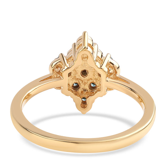 Pozlátený Strieborný Prsteň s Modrým Diamantom