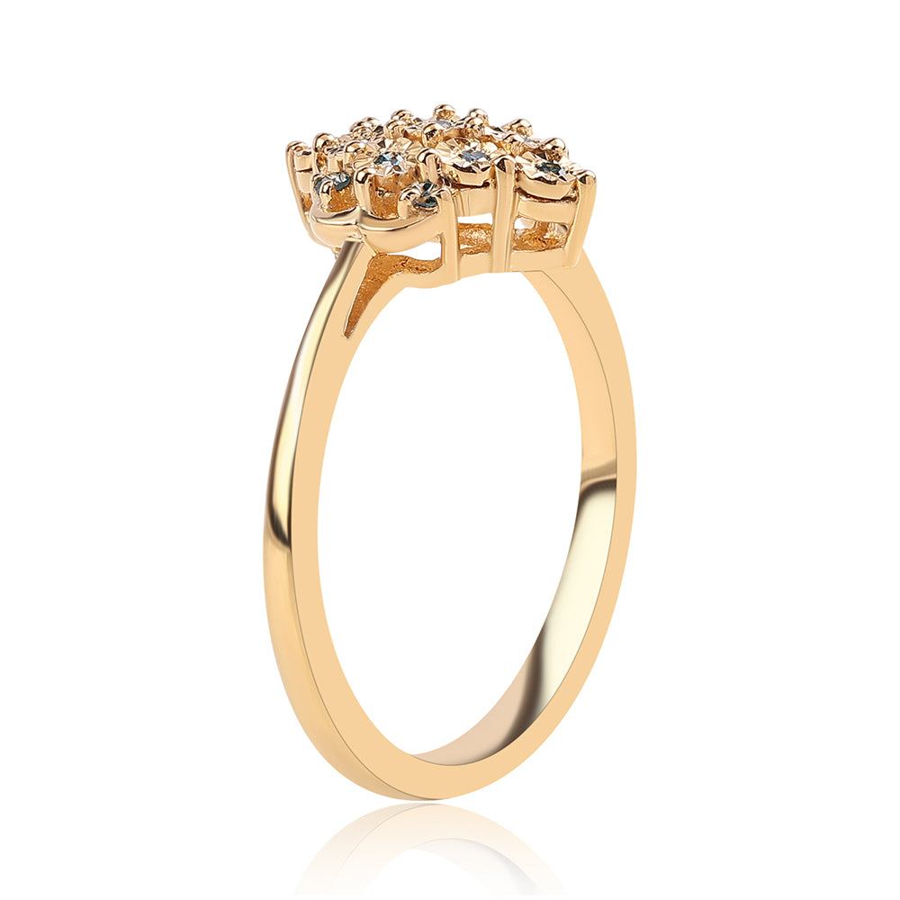 Pozlátený Strieborný Prsteň s Modrým Diamantom 3 