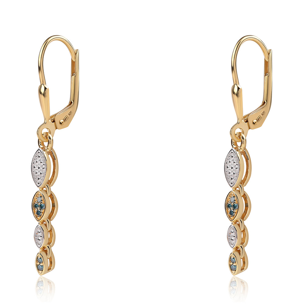 Pozlátené Strieborné Náušnice s Modrým Diamantom 1 