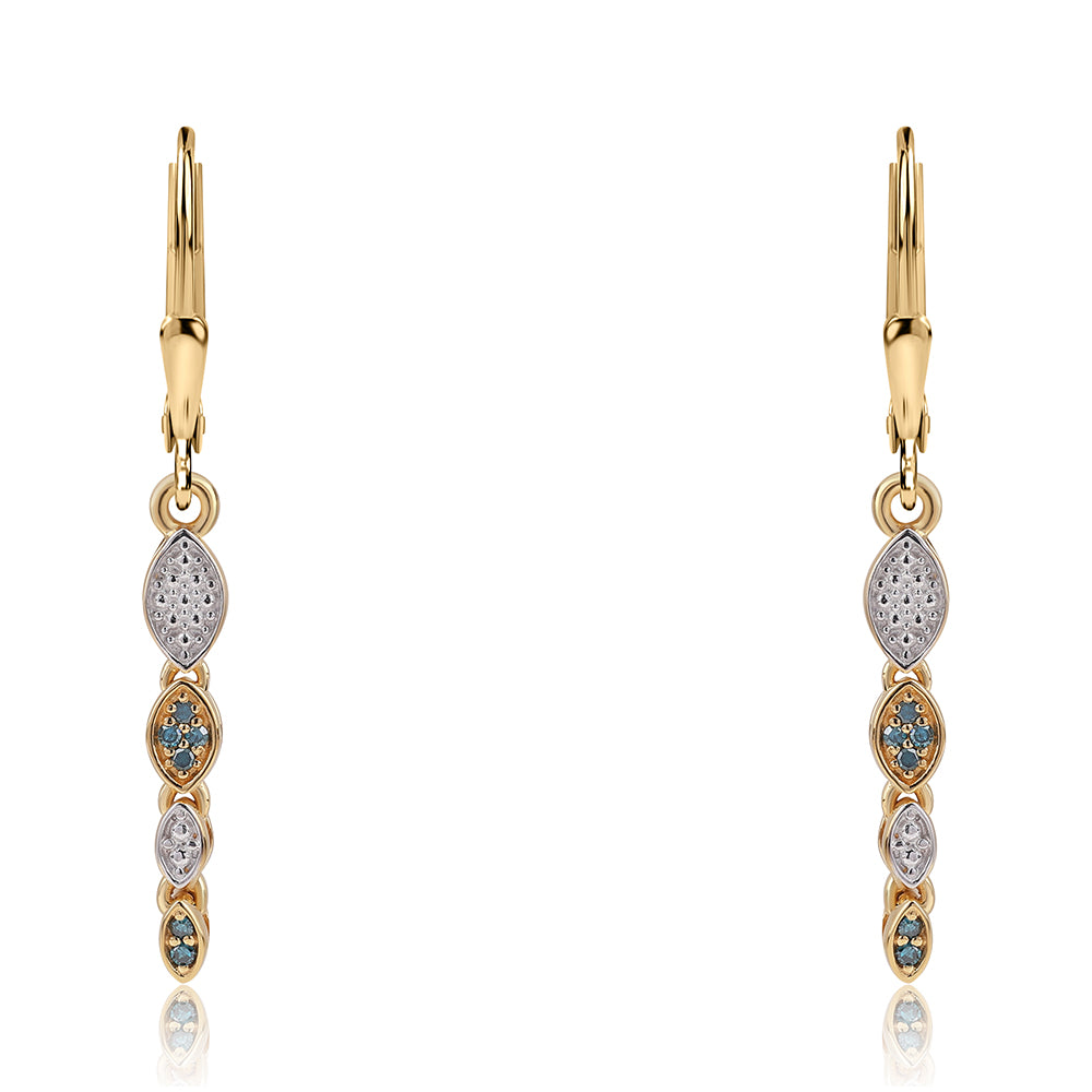 Pozlátené Strieborné Náušnice s Modrým Diamantom 2 