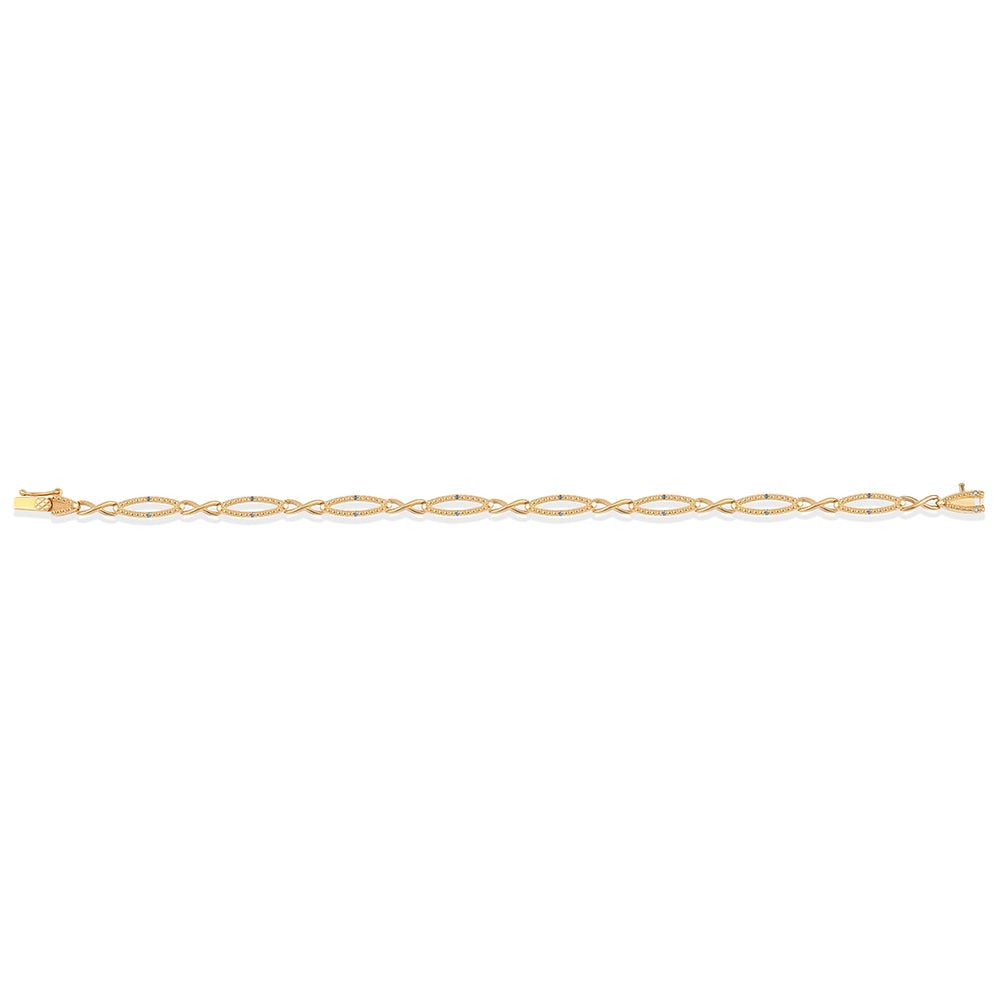 Pozlátený Strieborný Náramok s Modrým Diamantom