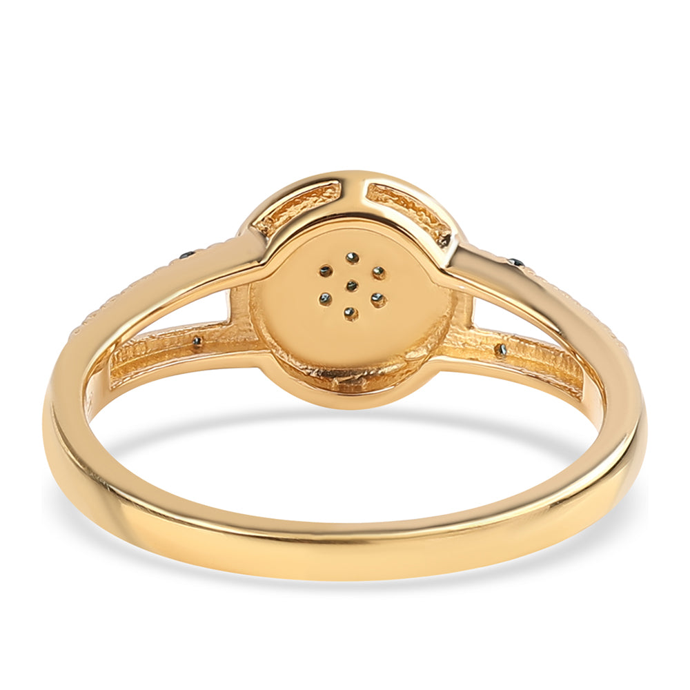 Pozlátený Strieborný Prsteň s Modrým Diamantom a Bielym Diamantom 2 