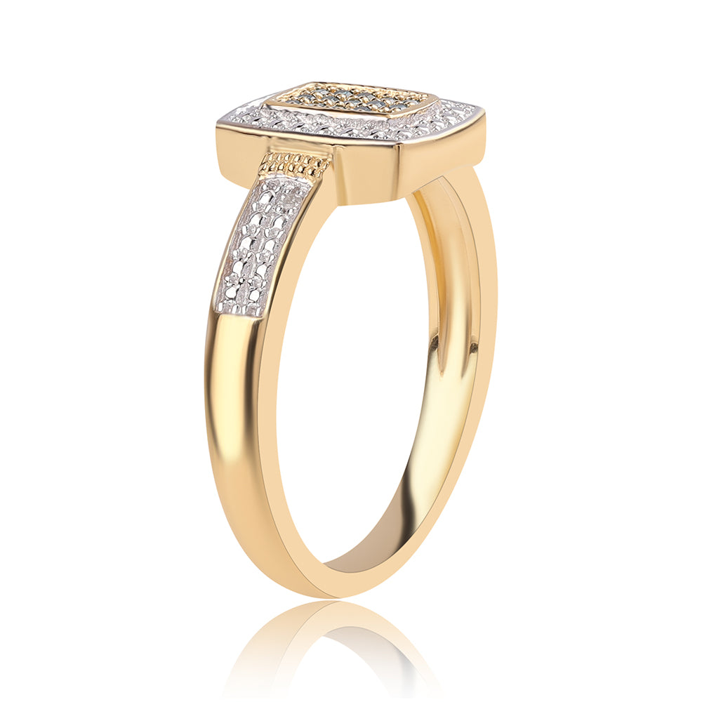 Pozlátený Strieborný Prsteň s Modrým Diamantom a Bielym Topásom 2 