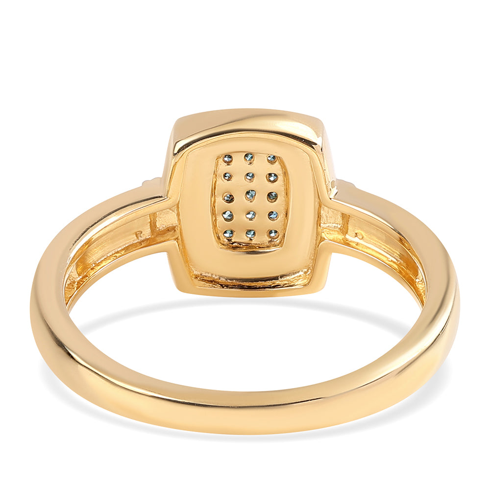 Pozlátený Strieborný Prsteň s Modrým Diamantom a Bielym Topásom