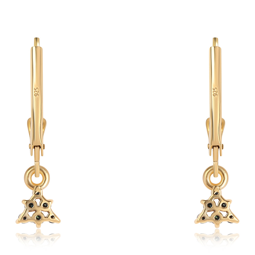 Pozlátené Strieborné Náušnice s Modrým Diamantom a Bielym Diamantom