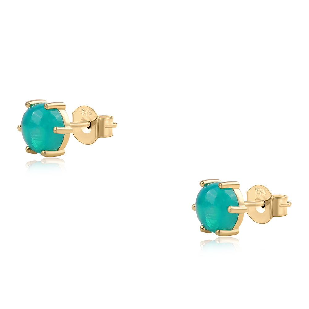 Pozlátené Strieborné Náušnice s so Zeleným Etiópskym Opálom z Lega Dembi 1 