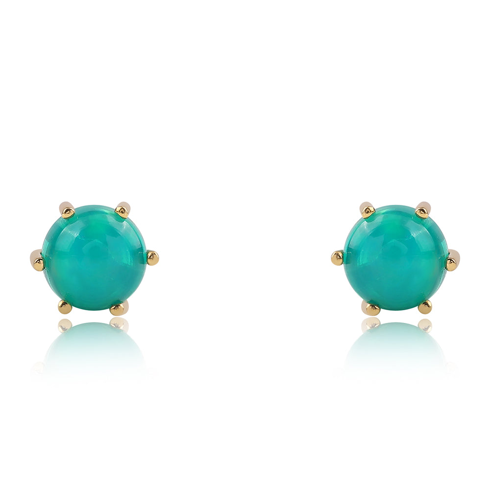 Pozlátené Strieborné Náušnice s so Zeleným Etiópskym Opálom z Lega Dembi 2 