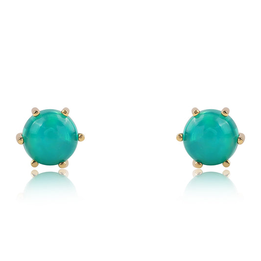 Pozlátené Strieborné Náušnice s so Zeleným Etiópskym Opálom z Lega Dembi