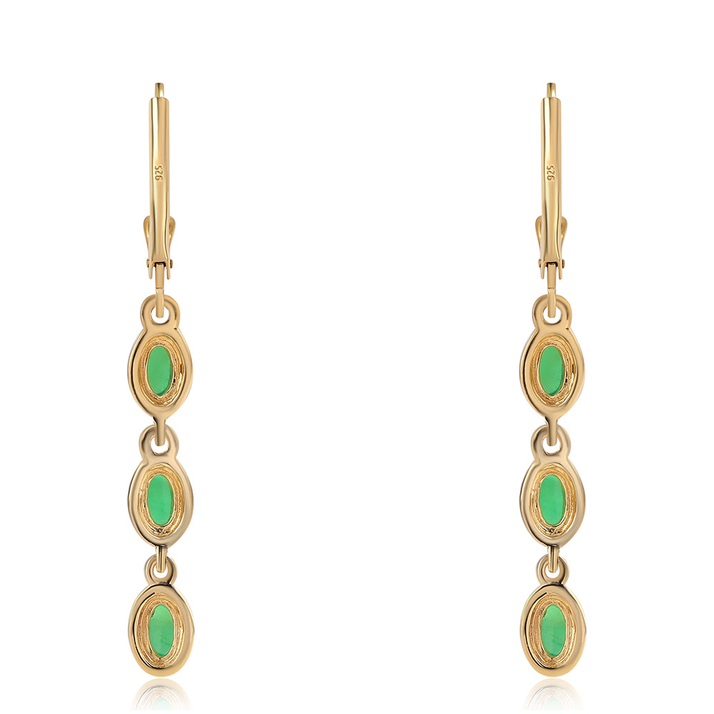 Pozlátené Strieborné Náušnice s so Zeleným Etiópskym Opálom z Lega Dembi 3 