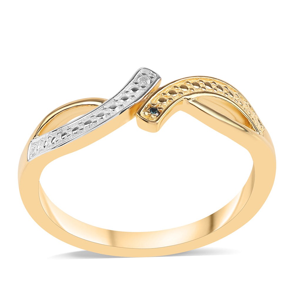 Pozlátený Strieborný Prsteň s Modrým Diamantom a Bielym Topásom 1 