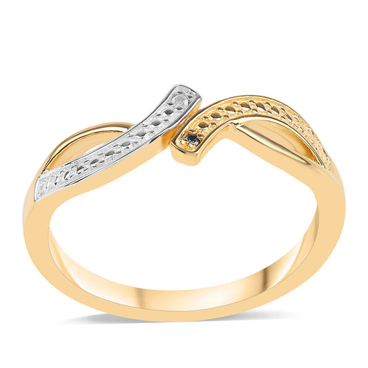 Pozlátený Strieborný Prsteň s Modrým Diamantom a Bielym Topásom