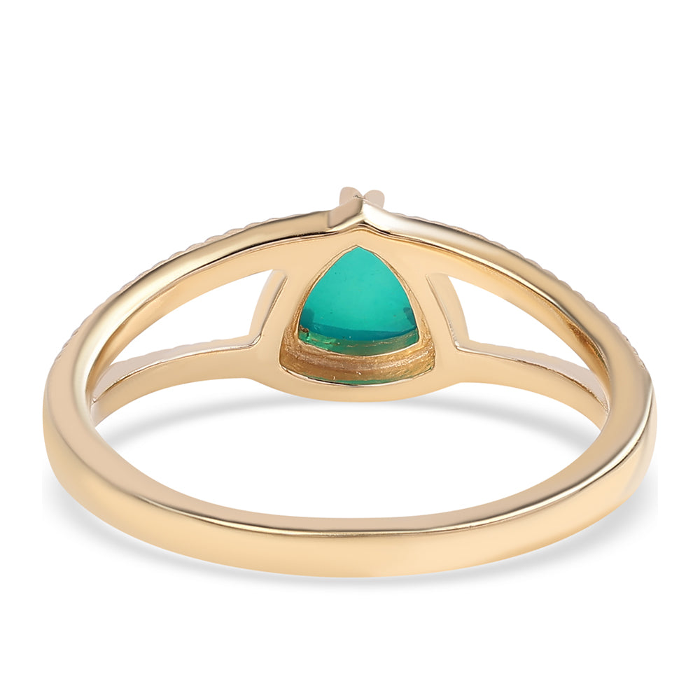 Pozlátený Strieborný Prsteň s so Zeleným Etiópskym Opálom z Lega Dembi