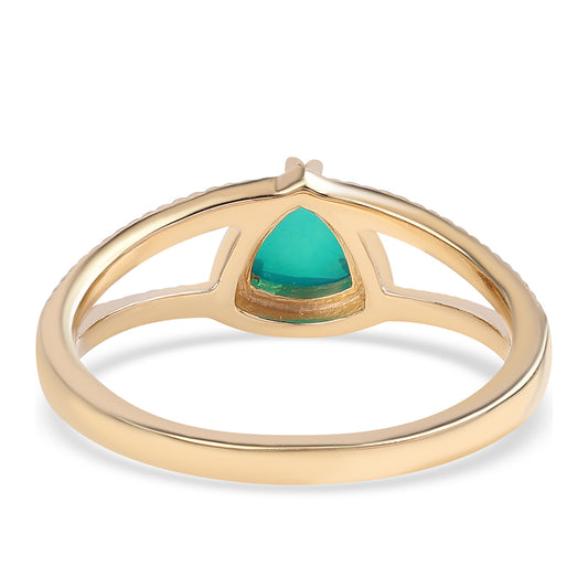 Pozlátený Strieborný Prsteň s so Zeleným Etiópskym Opálom z Lega Dembi