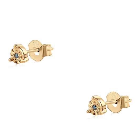 Pozlátené Strieborné Náušnice s Modrým Diamantom