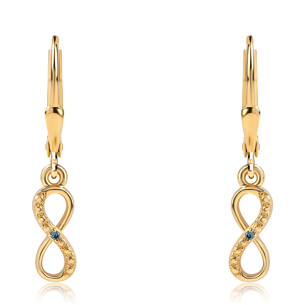 Pozlátené Strieborné Náušnice s Modrým Diamantom