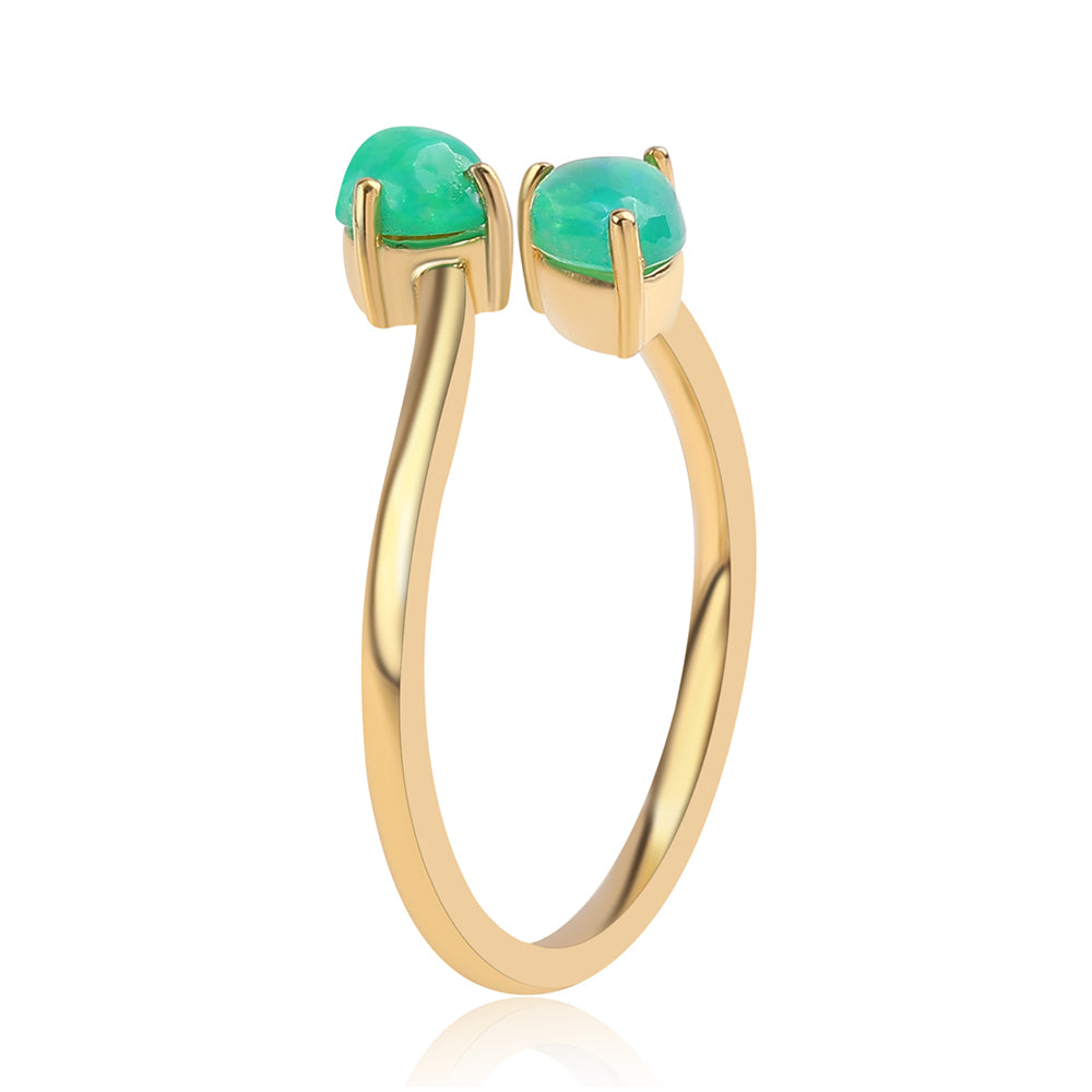 Pozlátený Strieborný Prsteň s so Zeleným Etiópskym Opálom z Lega Dembi