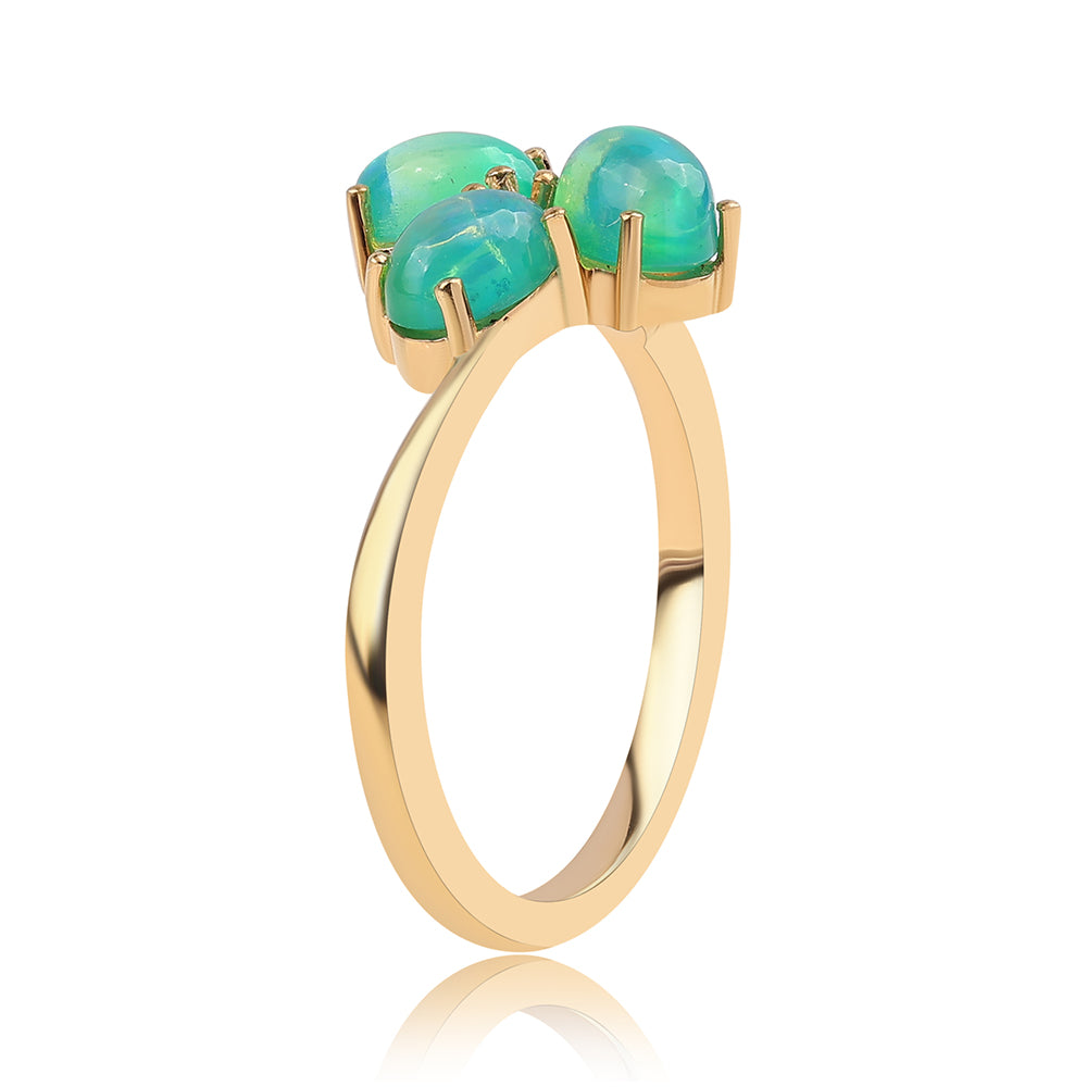 Pozlátený Strieborný Prsteň s so Zeleným Etiópskym Opálom z Lega Dembi 2 