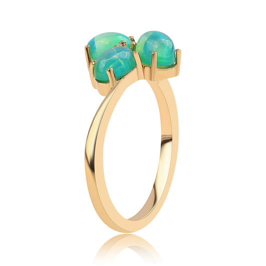 Pozlátený Strieborný Prsteň s so Zeleným Etiópskym Opálom z Lega Dembi