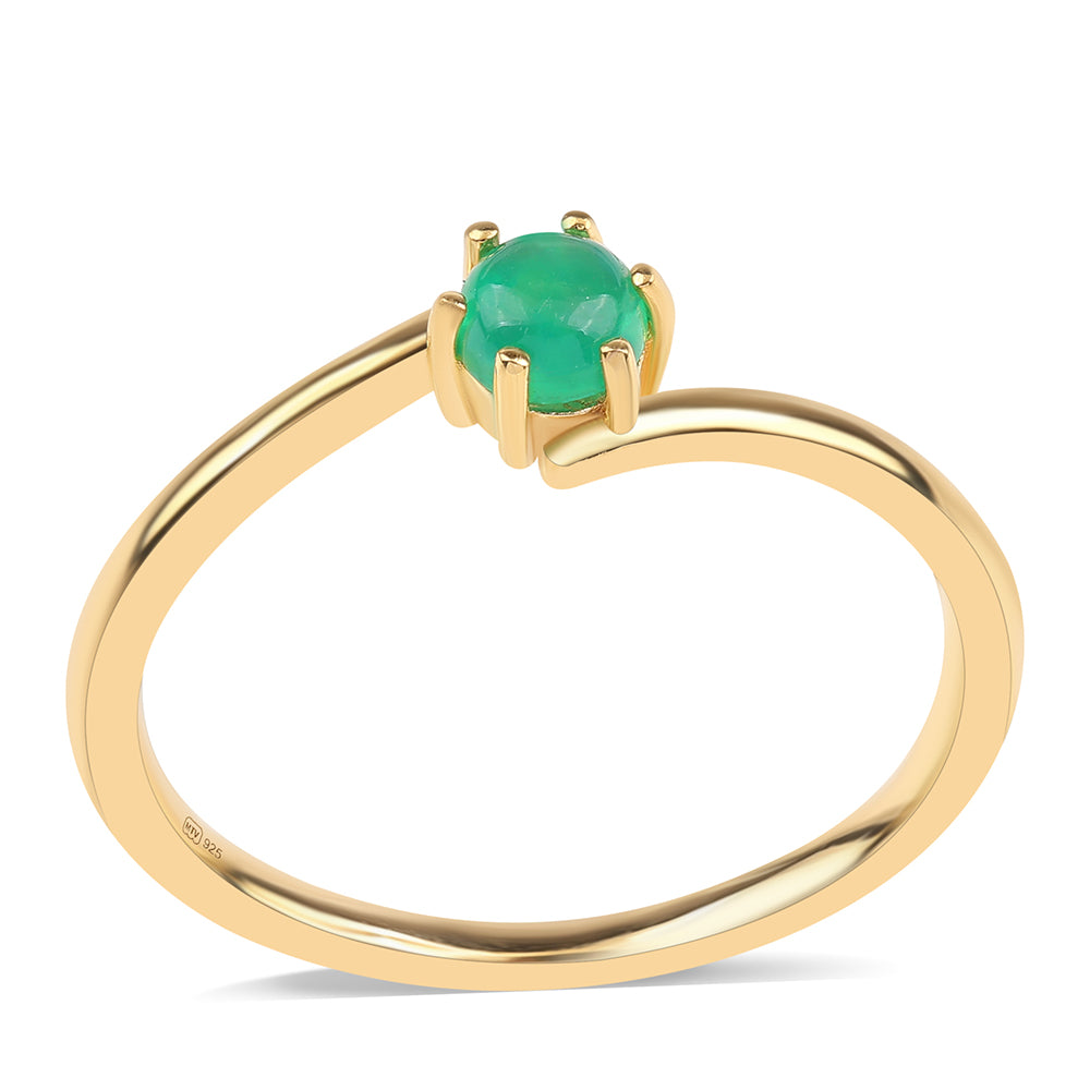 Pozlátený Strieborný Prsteň s so Zeleným Etiópskym Opálom z Lega Dembi 1 