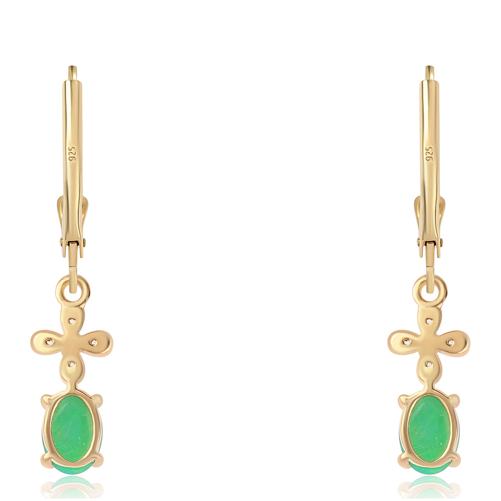 Pozlátené Strieborné Náušnice s so Zeleným Etiópskym Opálom z Lega Dembi a Bielym Topásom 3 