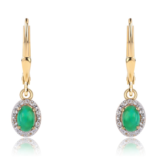 Pozlátené Strieborné Náušnice s so Zeleným Etiópskym Opálom z Lega Dembi a Bielym Topásom