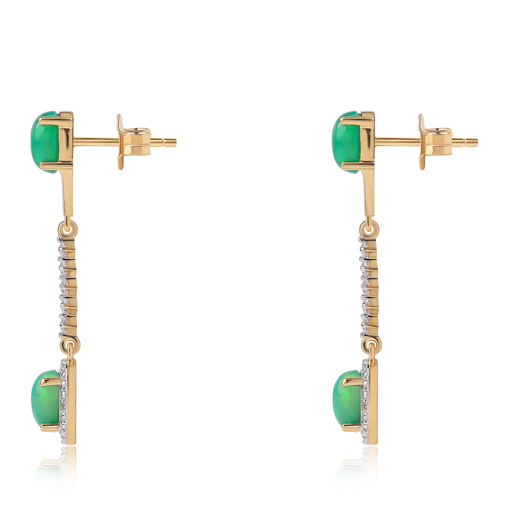 Pozlátené Strieborné Náušnice s so Zeleným Etiópskym Opálom z Lega Dembi a Bielym Topásom 3 