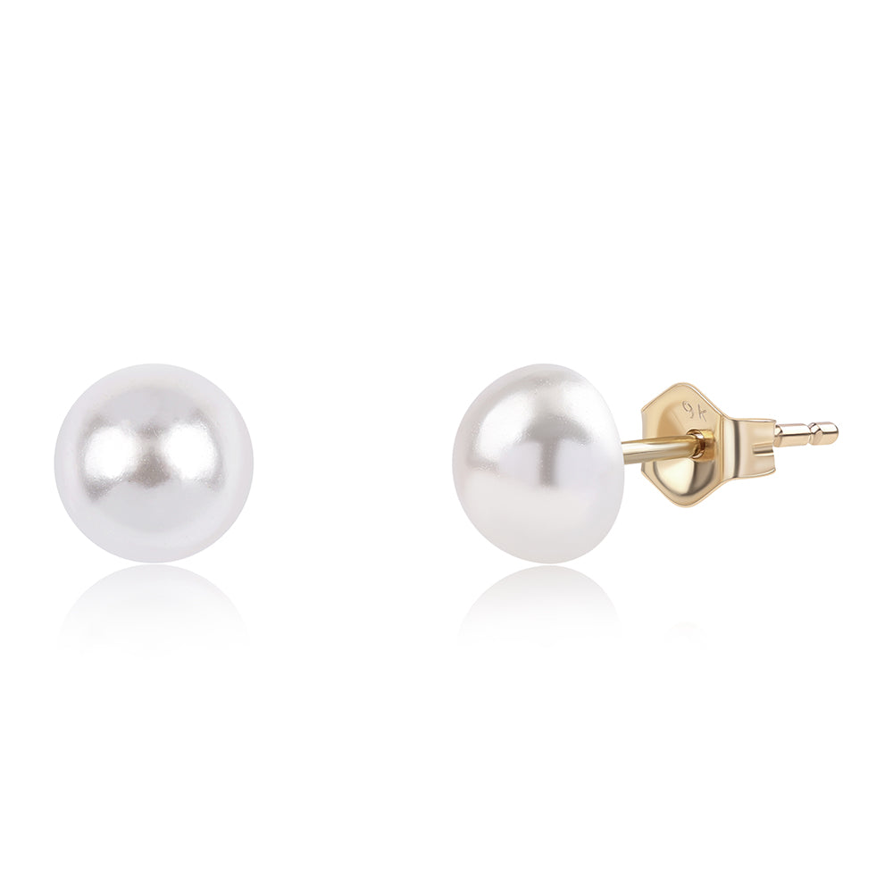 Zlaté Náušnice s Bielou Sladkovodnou Perlou 1 