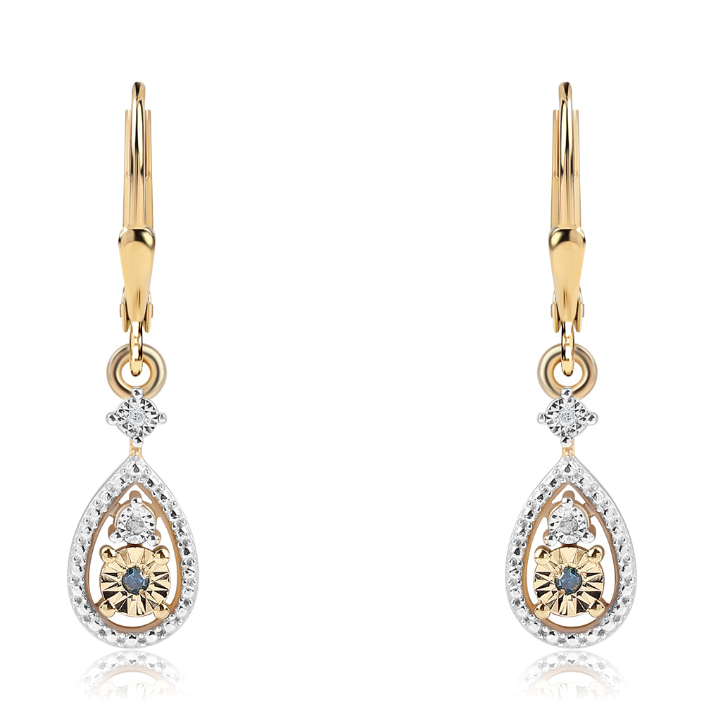 Pozlátené Strieborné Náušnice s Modrým Diamantom a Bielym Diamantom 1 