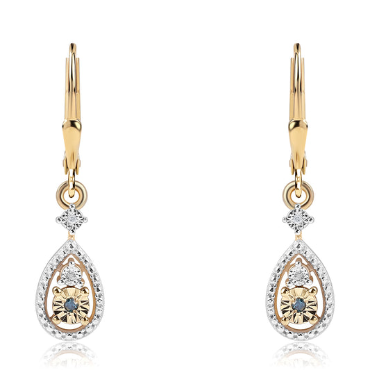 Pozlátené Strieborné Náušnice s Modrým Diamantom a Bielym Diamantom