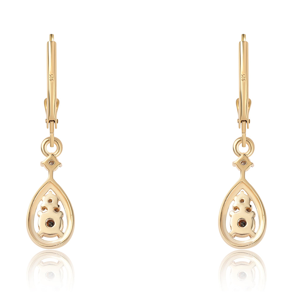 Pozlátené Strieborné Náušnice s Modrým Diamantom a Bielym Diamantom