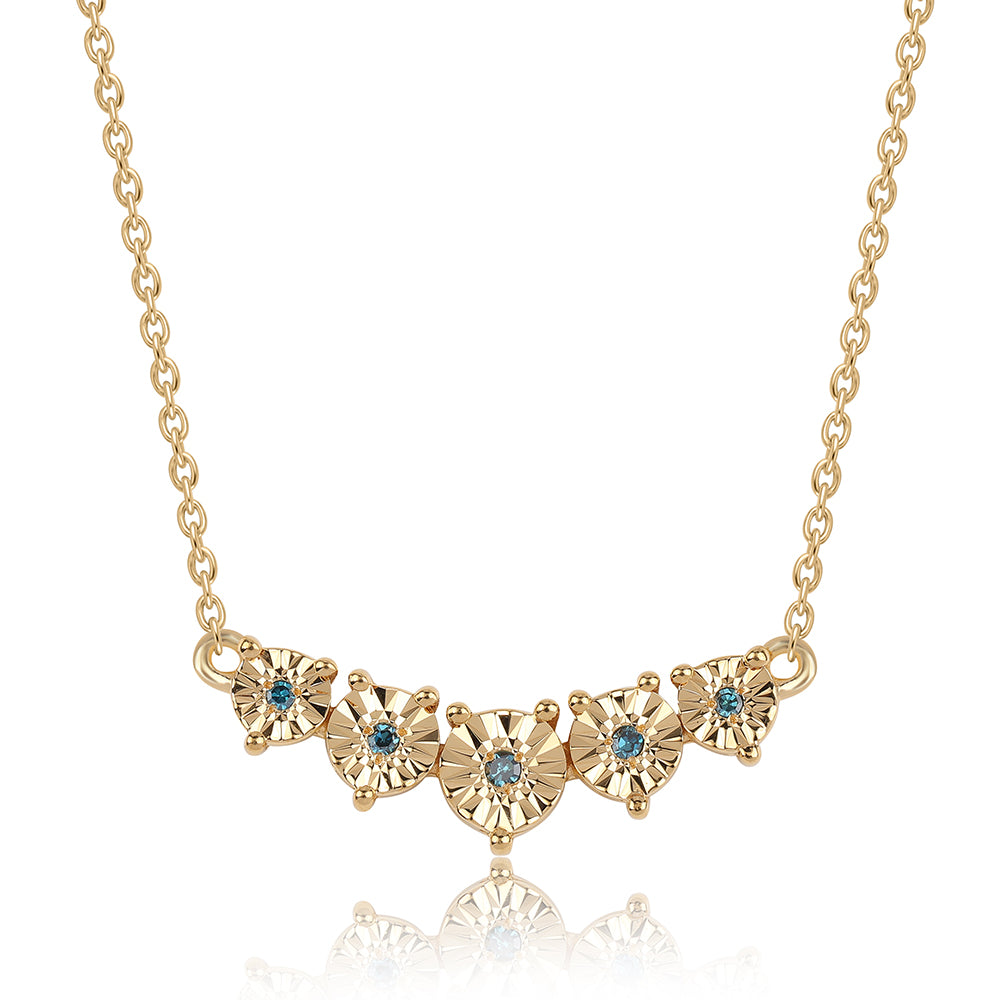 Pozlátený Strieborný Náhrdelník s Modrým Diamantom