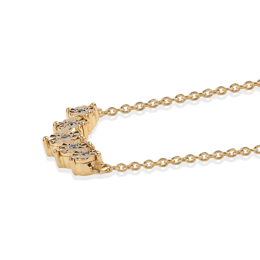 Pozlátený Strieborný Náhrdelník s Modrým Diamantom