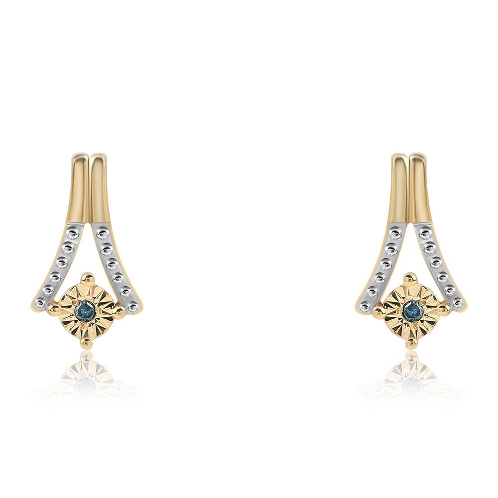 Pozlátené Strieborné Náušnice s Modrým Diamantom