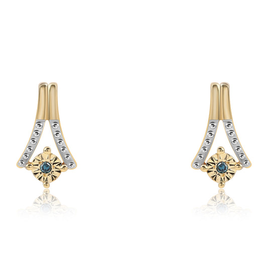 Pozlátené Strieborné Náušnice s Modrým Diamantom