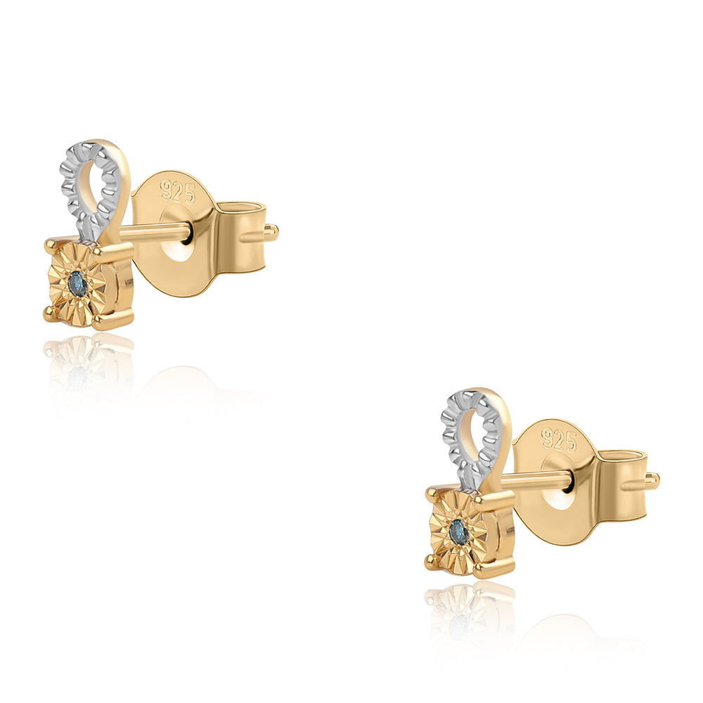 Pozlátené Strieborné Sada s Modrým Diamantom ( Náušnice+Prsteň +Prívesok )