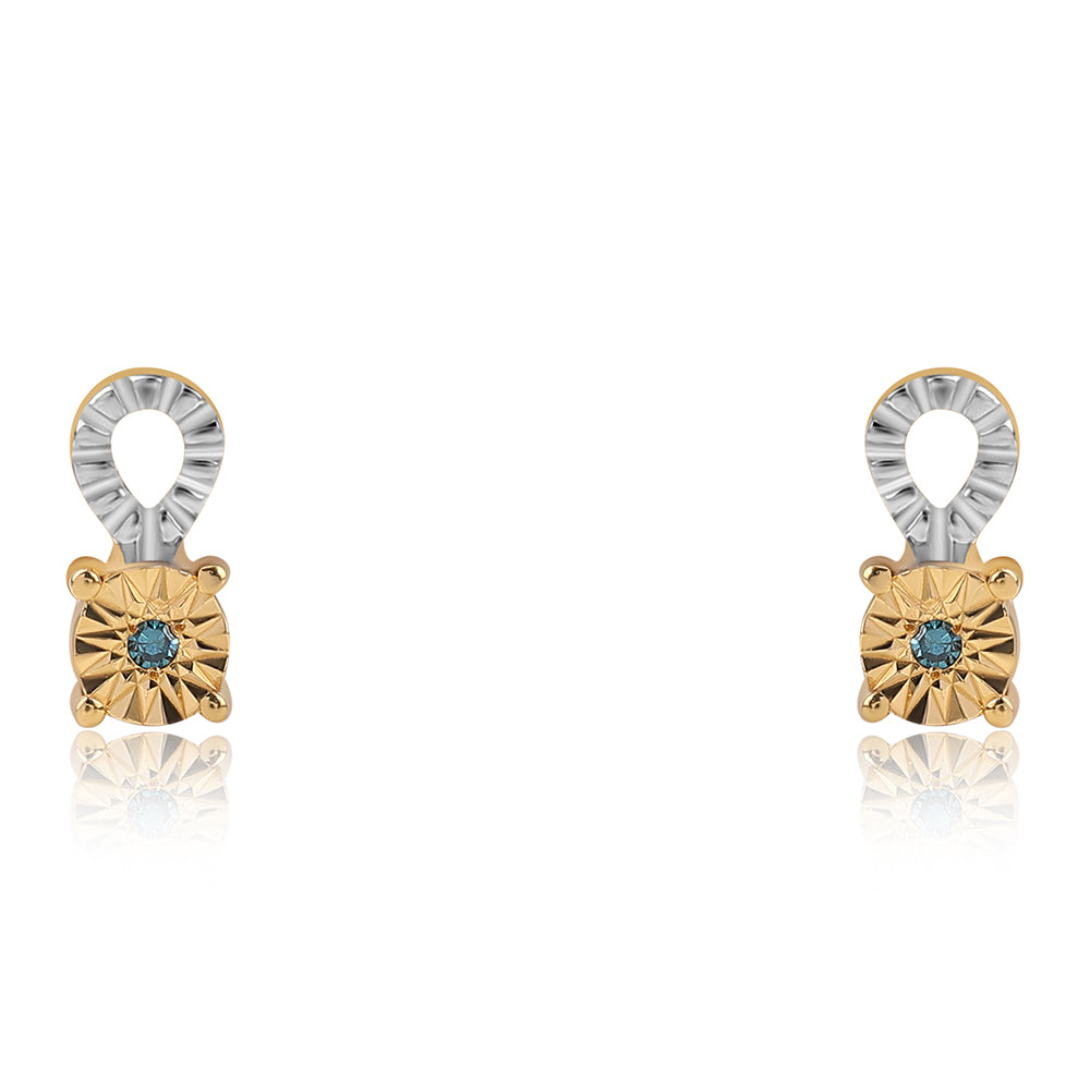 Pozlátené Strieborné Sada s Modrým Diamantom ( Náušnice+Prsteň +Prívesok )