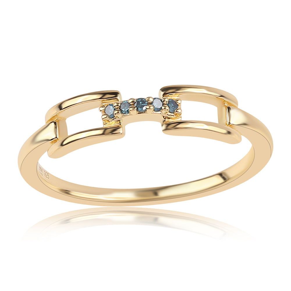 Pozlátený Strieborný Prsteň s Modrým Diamantom 1 